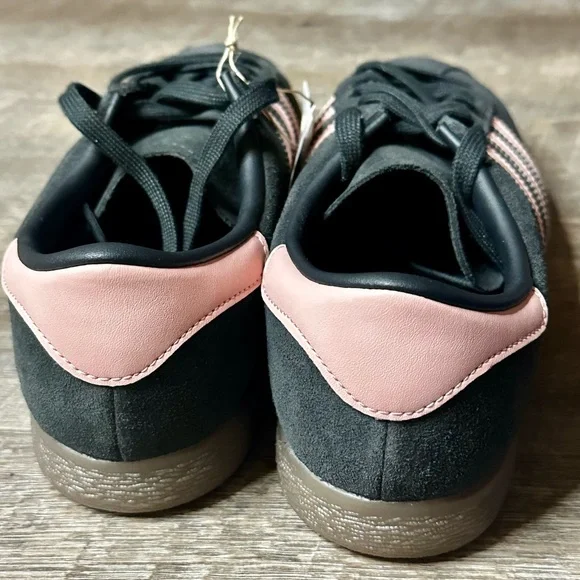 Adidas Women's Stadt Black and Pink Striped Sneakers - Picture 4 of 4